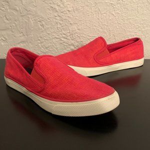 Sperry Women's Seaside Two-Tone Linen Slide On Sneaker, Pink/Coral, Size 9.5 / 9